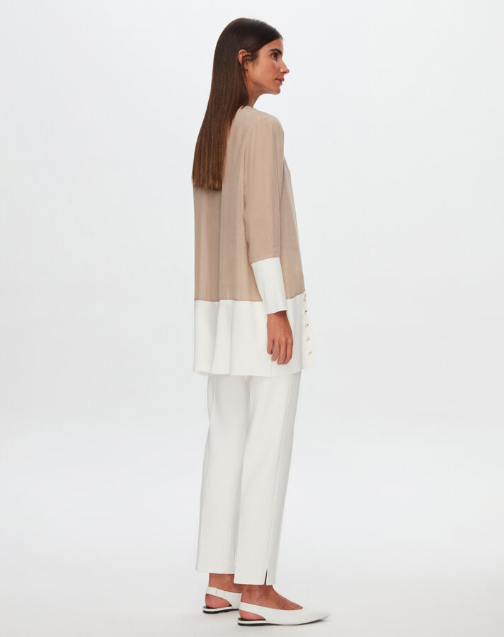 T24Y-6050 Cupro Tunic with Button Detail on the Hem - 2