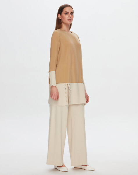 T24Y-6050 Cupro Tunic with Button Detail on the Hem - 7