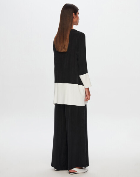 T24Y-6050 Etek Ucu Düğme Detaylı Cupro Tunik BLACK - 2