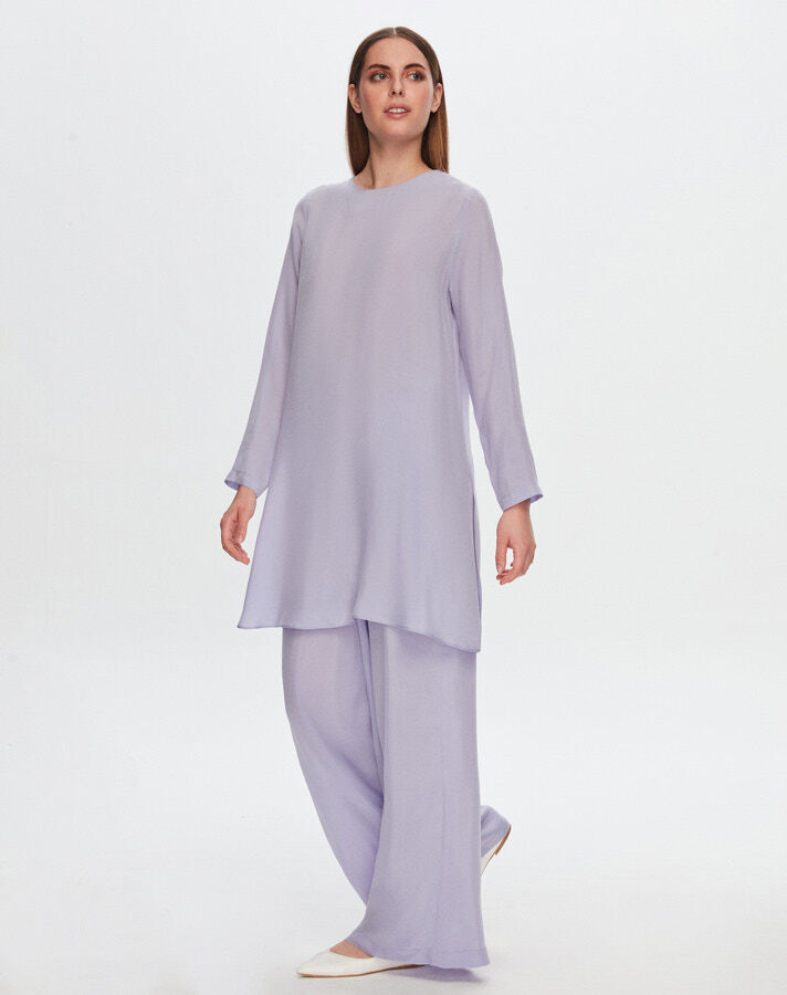T24Y-6053 Slit Detailed Cupro Tunic - 3
