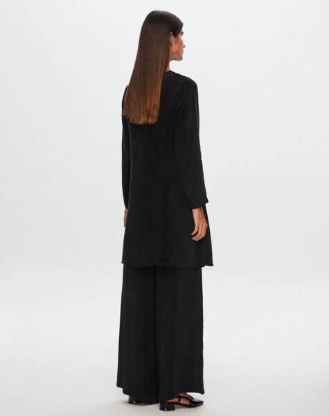 T24Y-6053 Yırtmaç Detaylı Cupro Tunik BLACK - 2