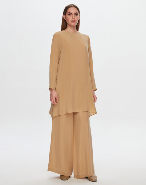 T24Y-6053 Yırtmaç Detaylı Cupro Tunik CRAFT 