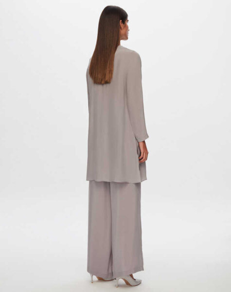 T24Y-6053 Yırtmaç Detaylı Cupro Tunik GREY - 2