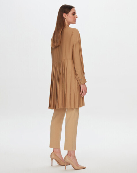 T24Y-6054 Plise Detaylı Tunik CAMEL - 5