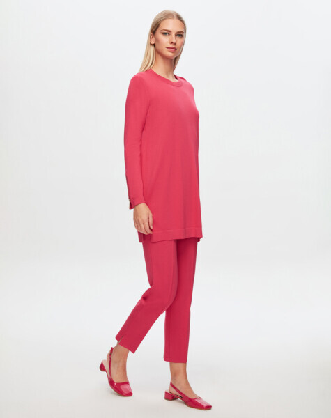 T24Y-7000 Dar Paça Triko Pantolon 1153-FUCHSİA 
