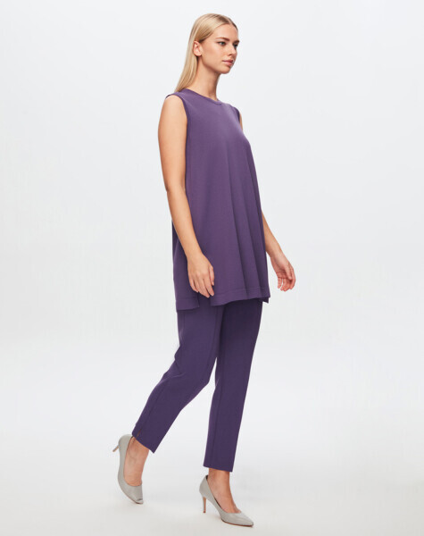 T24Y-7000 Dar Paça Triko Pantolon 1289-PURPLE 