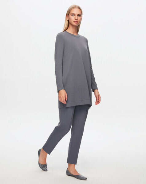 T24Y-7000 Dar Paça Triko Pantolon 1381-DARK GREY 