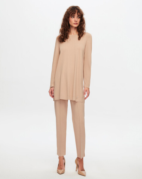T24Y-7000 Dar Paça Triko Pantolon 1515-CAMEL - 15