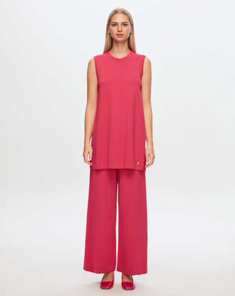 T24Y-7001 Bol Paça Triko Pantolon 1153-FUCHSİA 