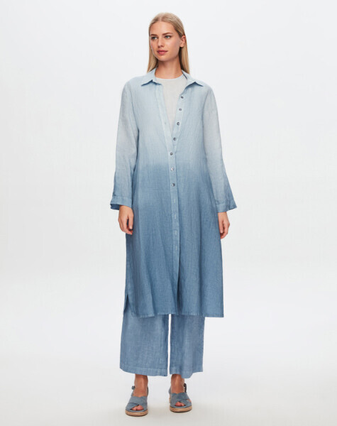 T24Y-7002 Bol Paça Degrade Keten Pantolon BLUE - 1