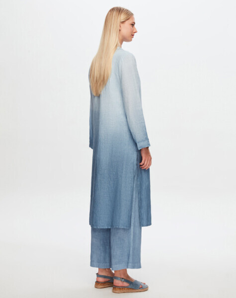 T24Y-7002 Bol Paça Degrade Keten Pantolon BLUE - 2