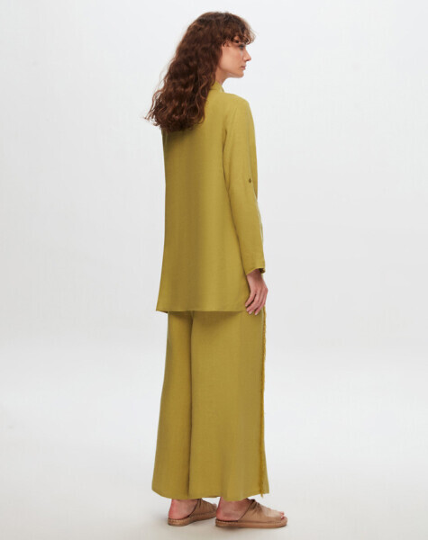 T24Y-7004 Bol Paça Keten Pantolon BEİGE - 23