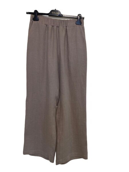 T24Y-7004 Bol Paça Keten Pantolon BEİGE - 37
