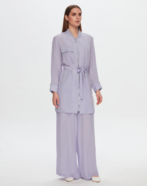 Bol Paça Cupro LİLAC Pantolon - 1