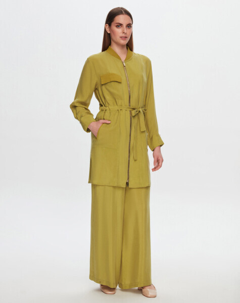 Bol Paça Cupro OLİVE Pantolon - 1