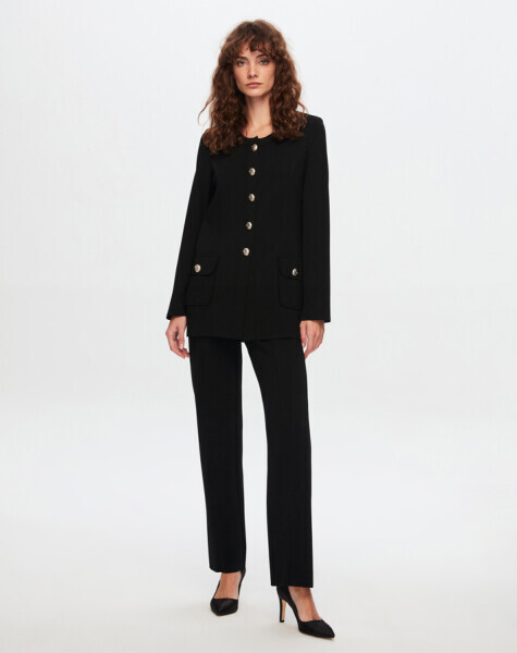 T24Y-7006 Boru Paça Triko Pantolon BLACK 