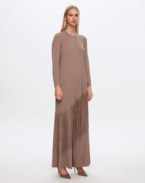 T24Y-7007 Örgü Teknikli Bol Paça Pantolon 002-MİNK - 1