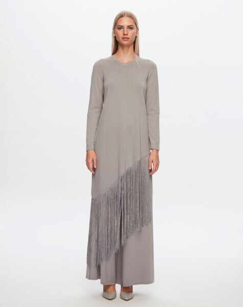 T24Y-7007 Örgü Teknikli Bol Paça Pantolon 1381-DARK GREY - 1