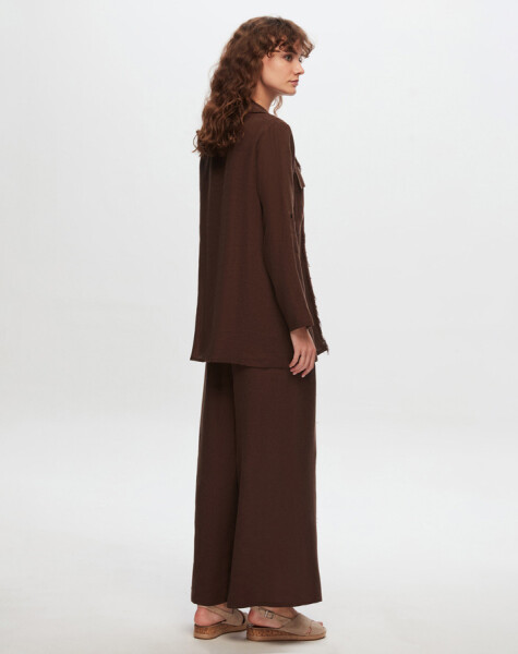 T24Y-7011 Püskül Detaylı Bol Paça Keten Pantolon - 7