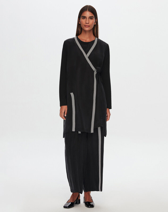 T24Y-7013 Knitwear Wide Leg Cupro Trousers - 1