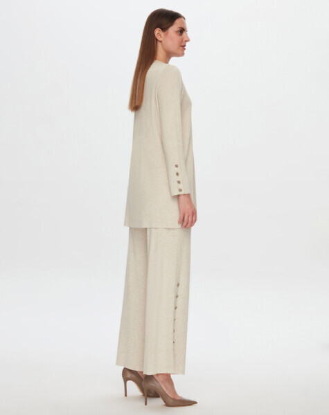 Keten İp Bol Paça NATUREL Pantolon - 3