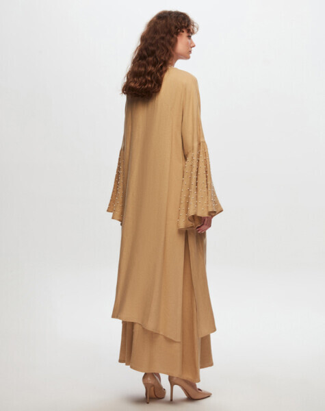T24Y-8004 İnci Detaylı Keten Kaftan CRAFT - 2