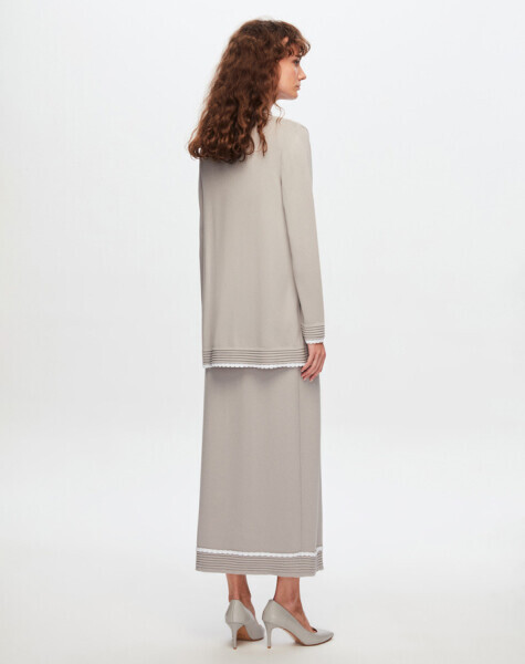 T24Y-8005 Örgü Motifli Elegant Hırka 1099-DARK GREY - 2