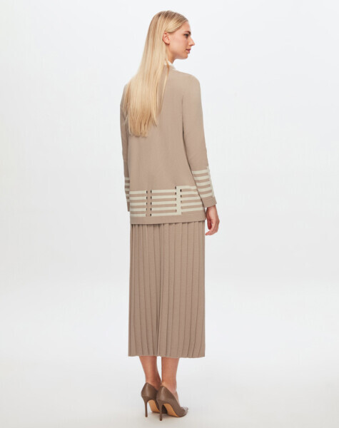 T24Y-8006 Ajur ve Çizgi Detaylı Elegant Ceket 1155-MINK - 3