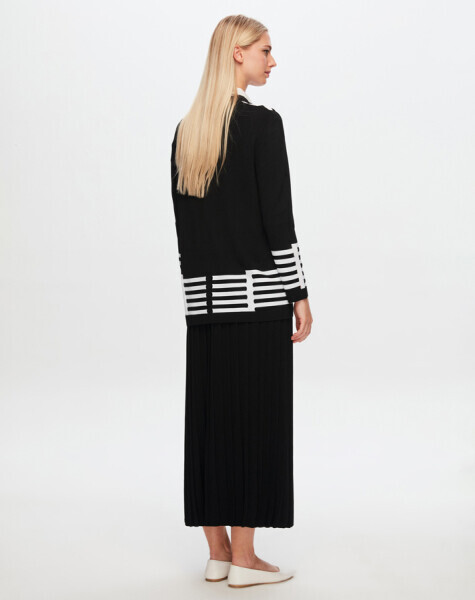 T24Y-8006 Ajur ve Çizgi Detaylı Elegant Ceket BLACK - 2