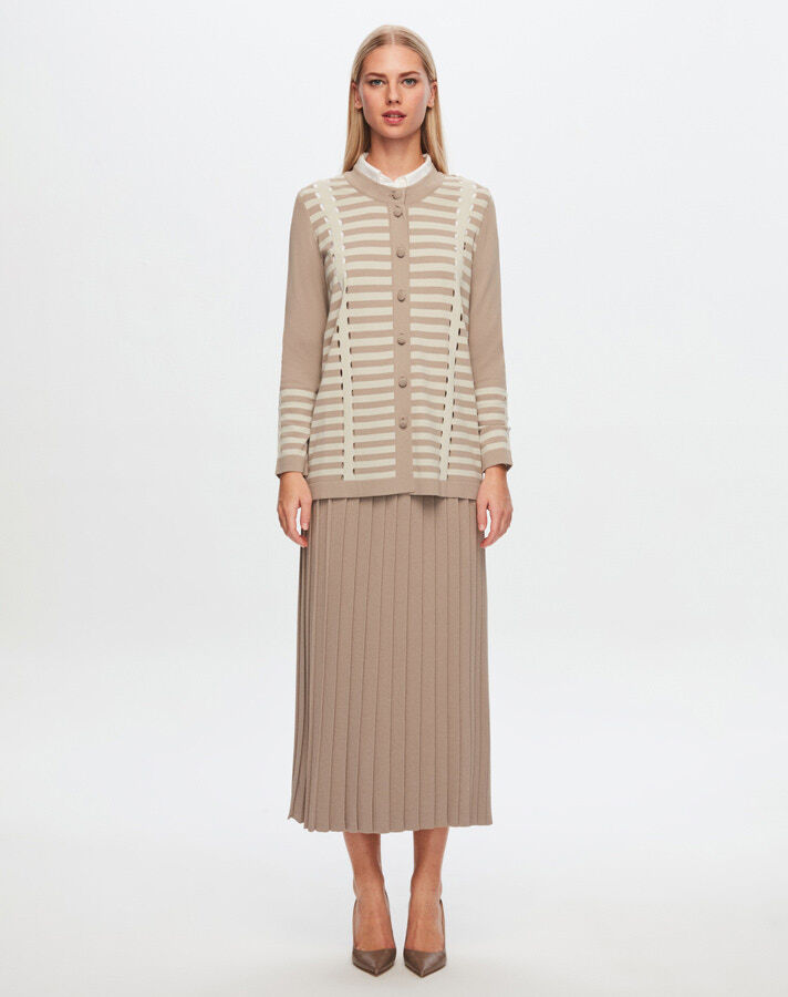 T24Y-8006 Openwork and Stripe Detailed Elegance Jacket - 1