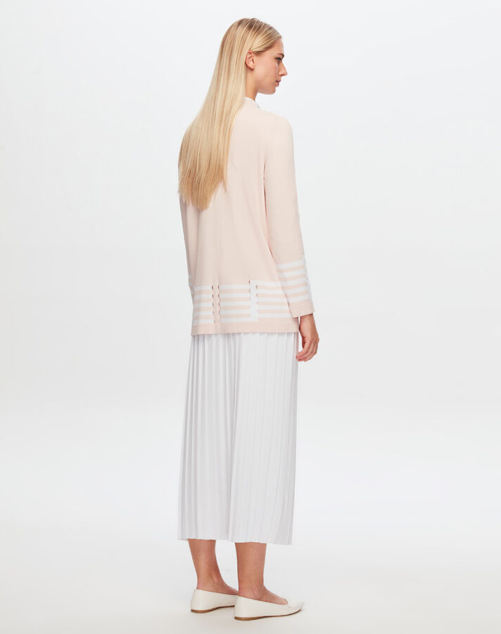 T24Y-8006 Openwork and Stripe Detailed Elegance Jacket - 7