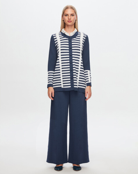 T24Y-8006 Openwork and Stripe Detailed Elegance Jacket - 8