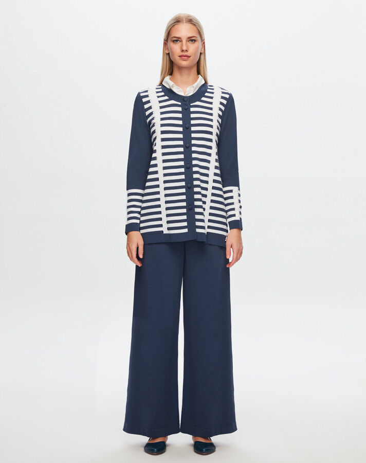 T24Y-8006 Openwork and Stripe Detailed Elegance Jacket - 8