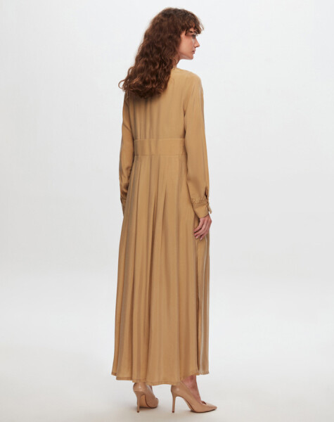 T24Y-8008 Double Breasted Cut Cupro Long Jacket - 4
