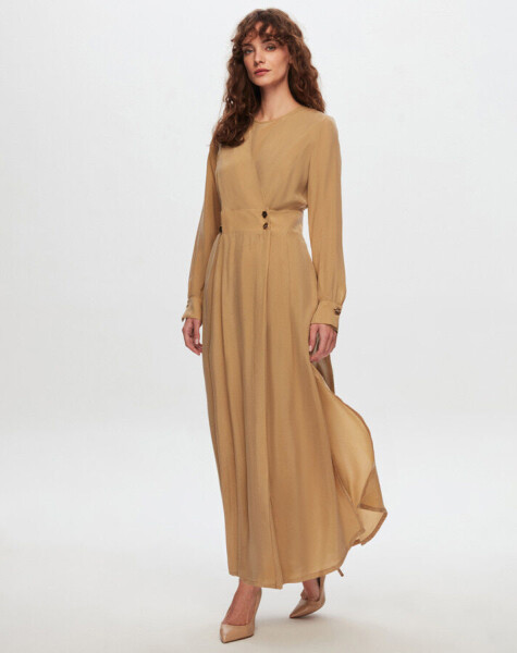 T24Y-8008 Double Breasted Cut Cupro Long Jacket - 1
