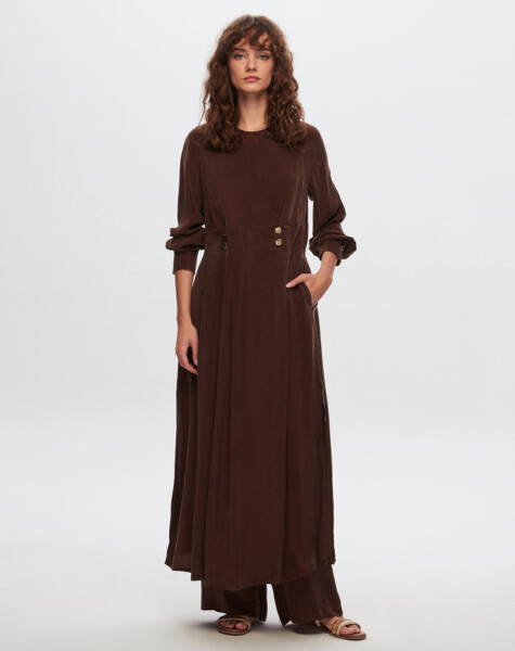 T24Y-8008 Double Breasted Cut Cupro Long Jacket - 7