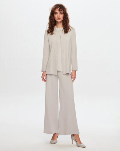 Yakası İncili Elegant Ceket Gri 1398-LIGHT - 1