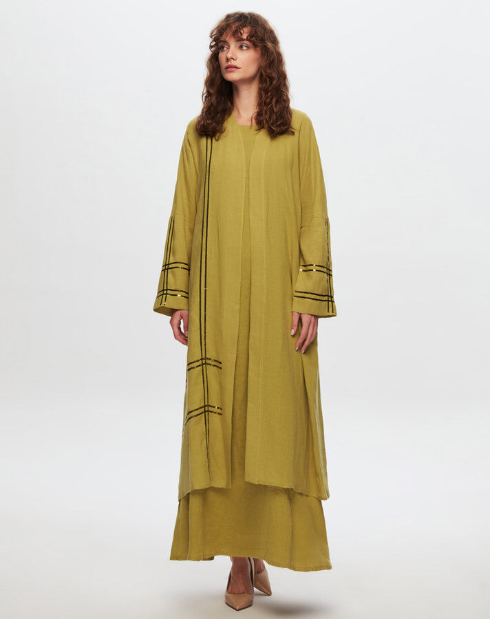 T24Y-8010 Pul Detaylı Keten Kaftan - 1