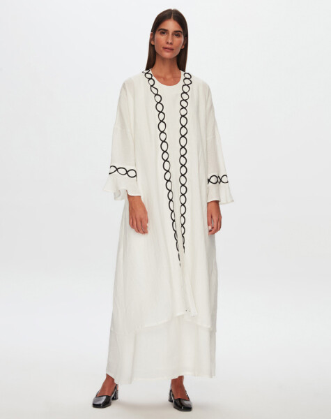 T24Y-8011 Sutaşı Detaylı Keten Kaftan - 4