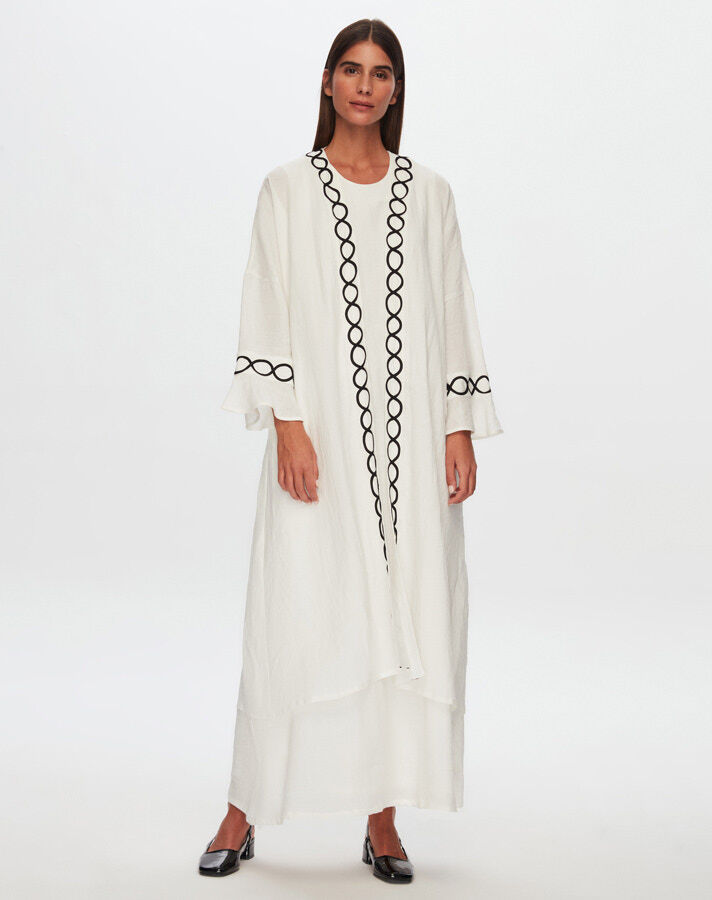 T24Y-8011 Sutaşı Detaylı Keten Kaftan - 4