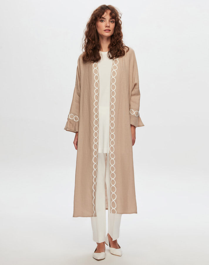 T24Y-8011 Sutaşı Detaylı Keten Kaftan - 7