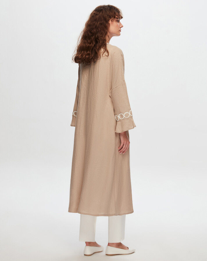 T24Y-8011 Sutaşı Detaylı Keten Kaftan - 8