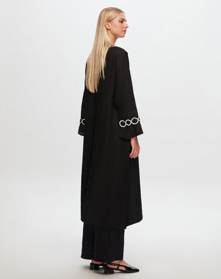 T24Y-8011 Sutaşı Detaylı Keten Kaftan - 3