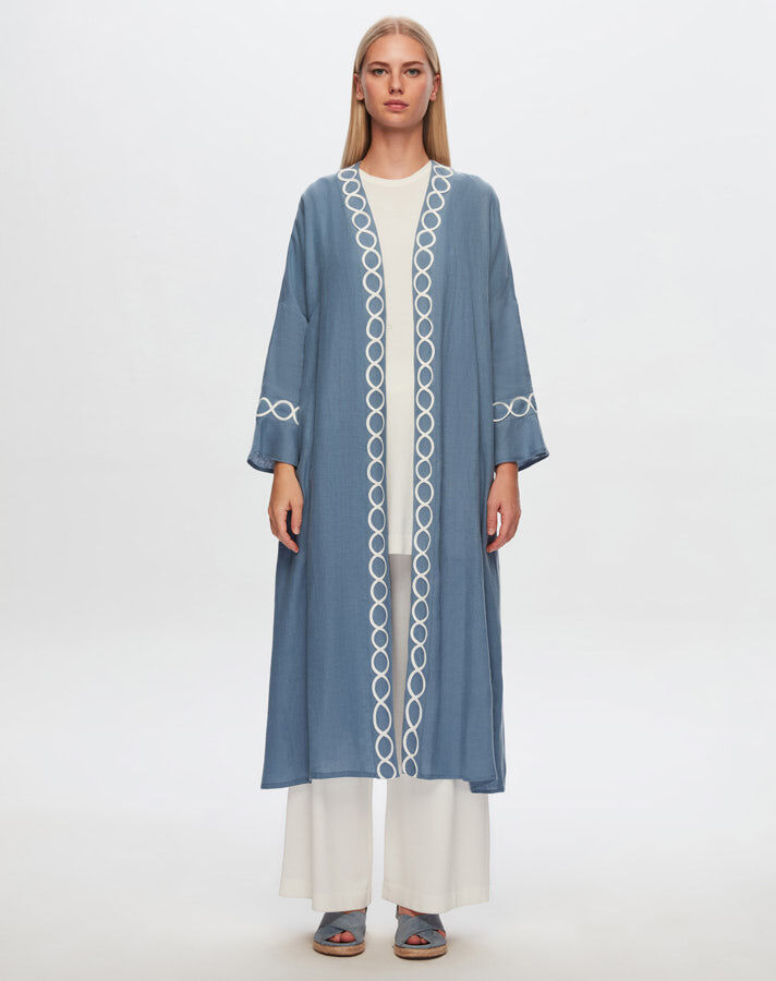 T24Y-8011 Sutaşı Detaylı Keten Kaftan - 9
