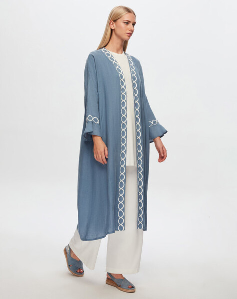 T24Y-8011 Sutaşı Detaylı Keten Kaftan - 10