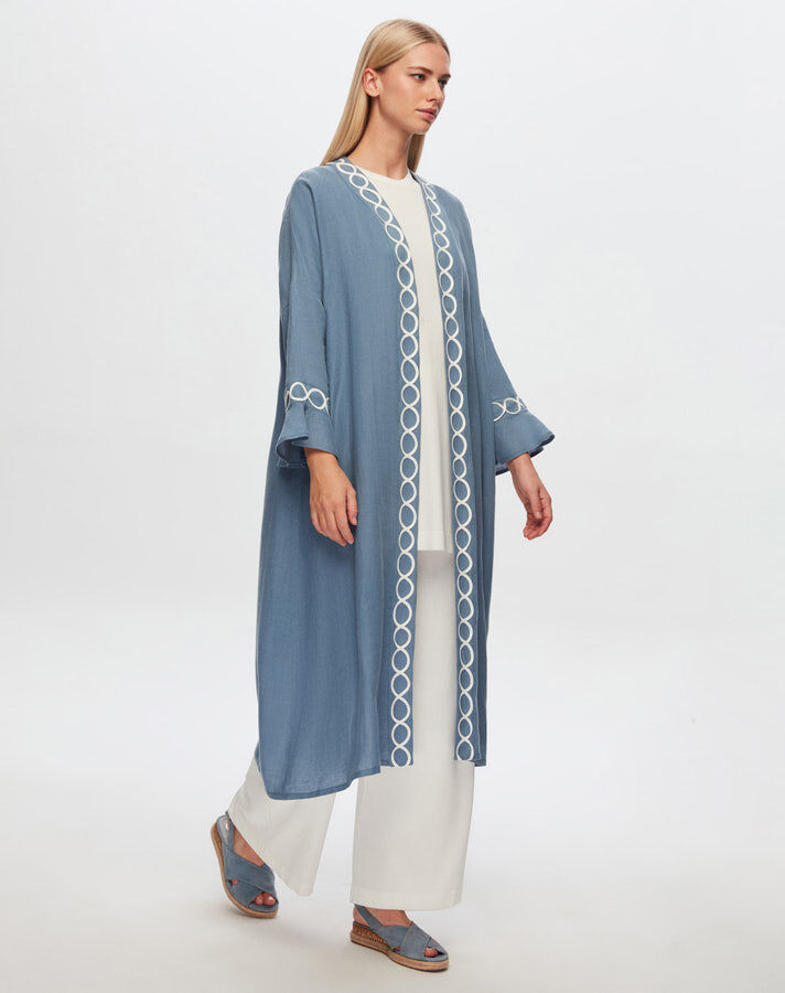 T24Y-8011 Sutaşı Detaylı Keten Kaftan - 10