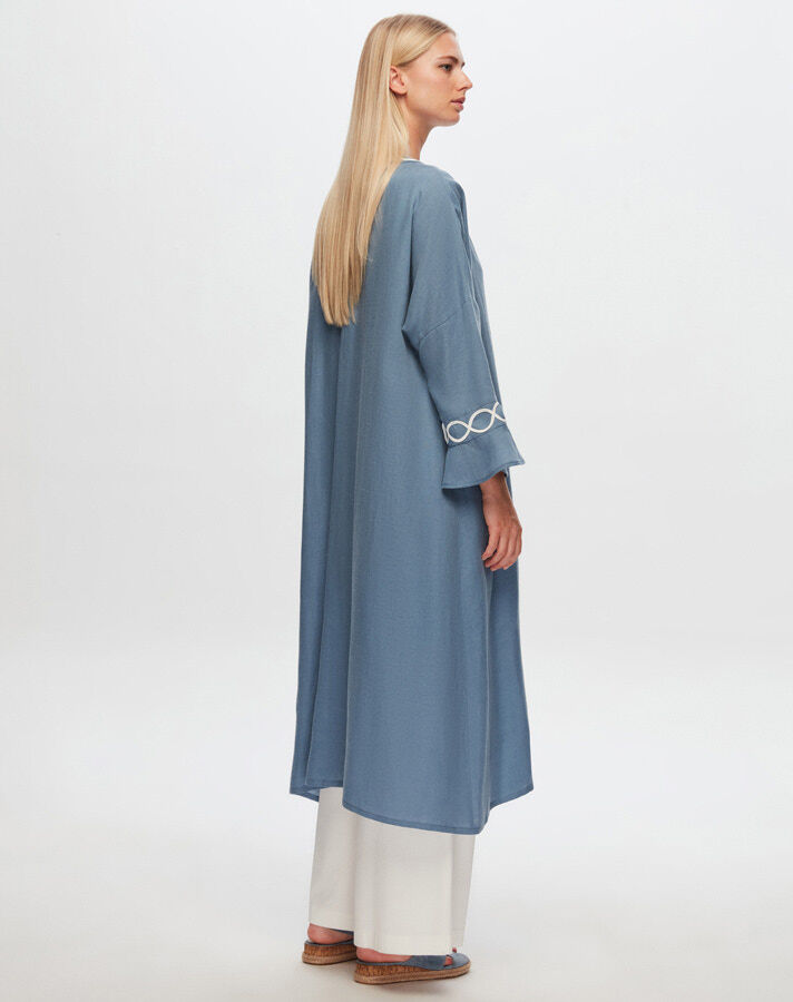 T24Y-8011 Sutaşı Detaylı Keten Kaftan - 11