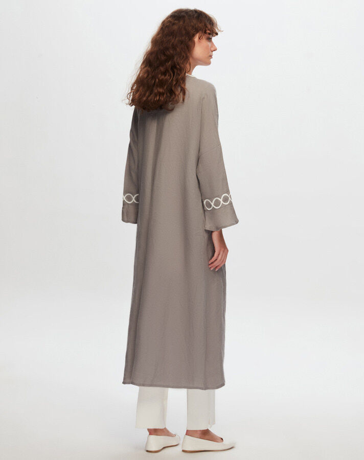 T24Y-8011 Sutaşı Detaylı Keten Kaftan - 13