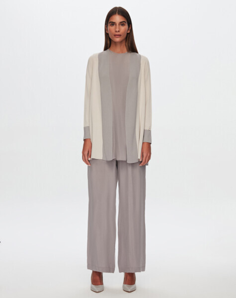 T24Y-8021 Triko Cupro Ceket 1398-LIGHT GREY - 1