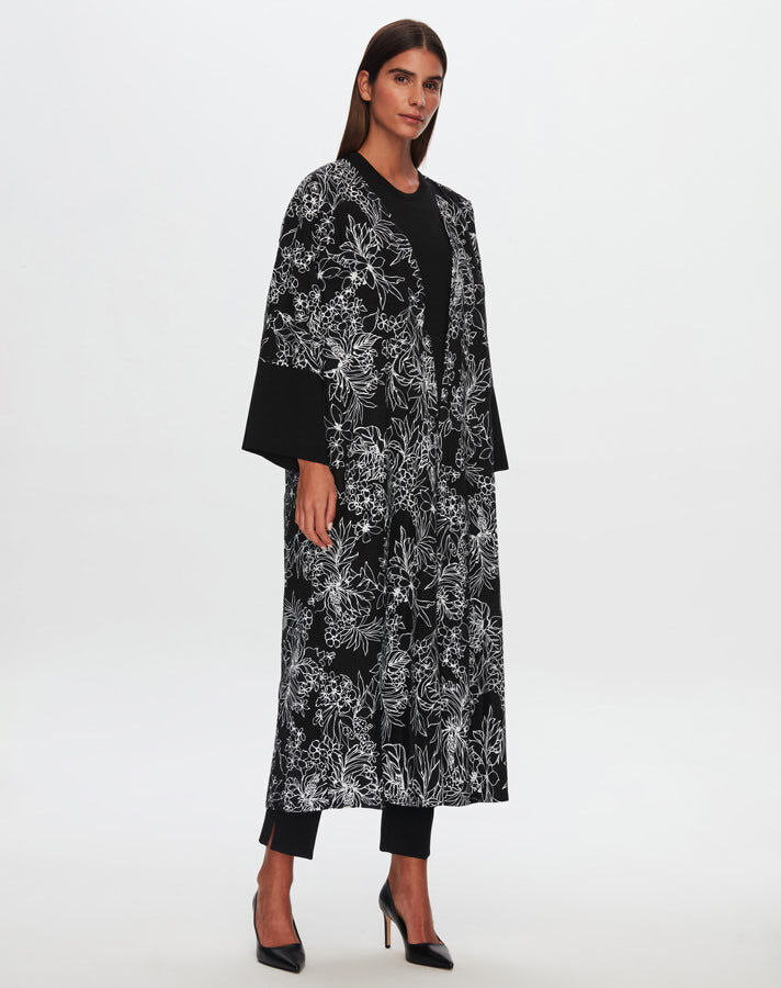 T24Y-8034 Knitwear Patterned Kaftan - 1